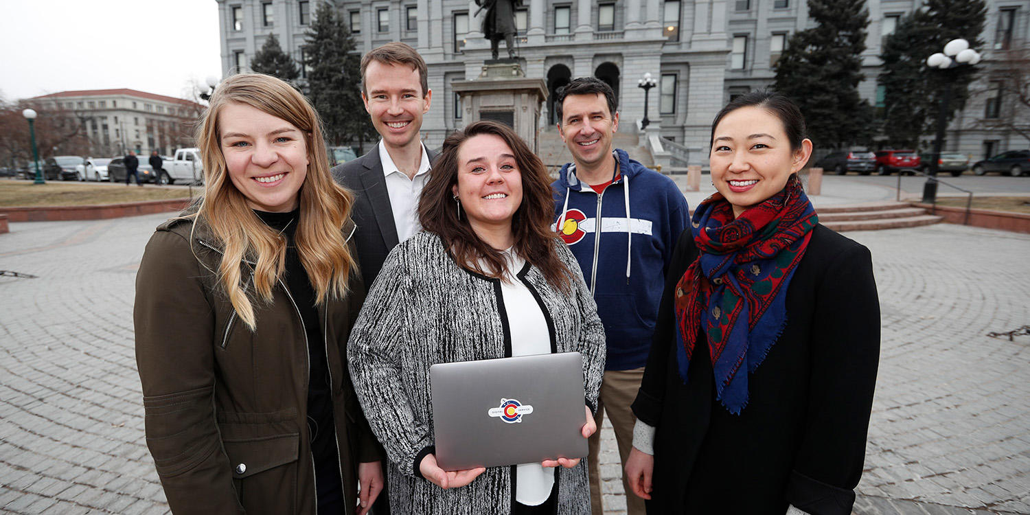 five colorado digital service team members in front of Colorado Capitol Building