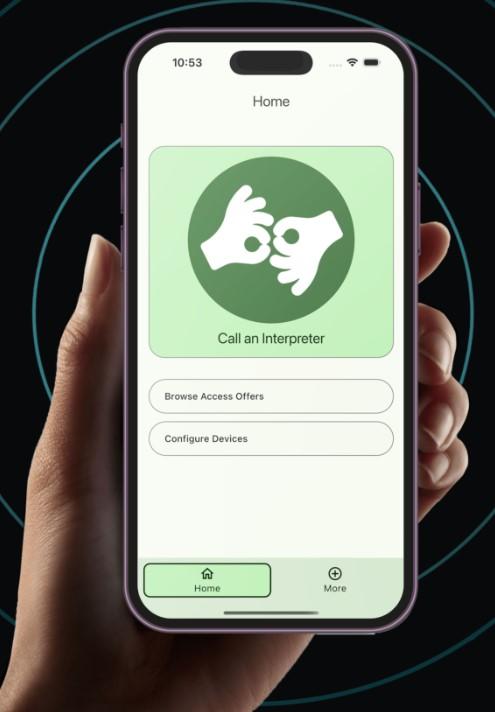 Aira ASL app home screen